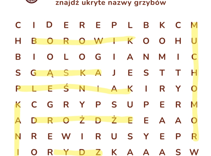 wykreślanka - grzyby