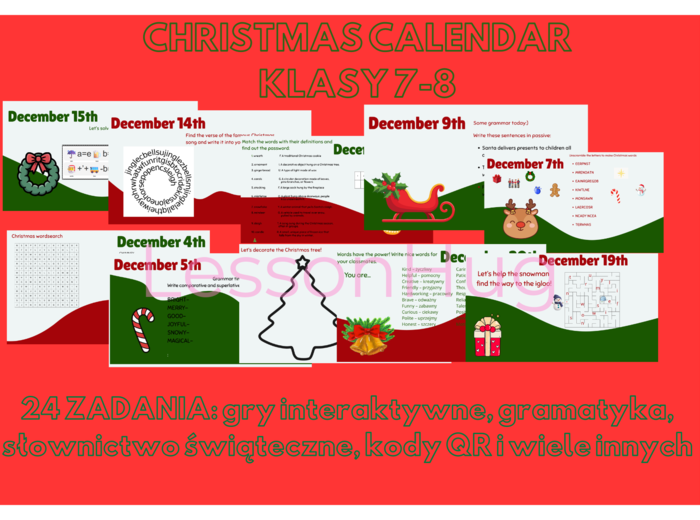 Advent Calendar/Kalendarz adwentowy dla klas 7-8