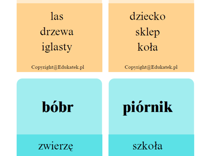 Ortograficzna zabawa typy Taboo - wyrazy z u/ó, ż/rz, h/ch