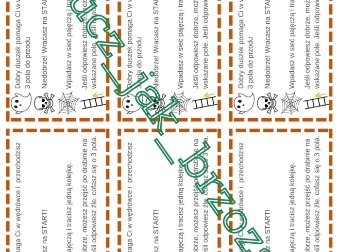 Cechy podzielności liczb, klasa 5, gra planszowa, halloween, egzamin ósmoklasisty