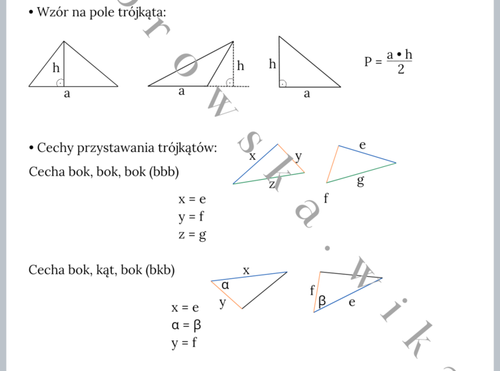 Wszystko o trójkątach - notatka