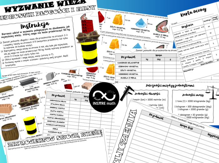 Jednostki długości i masy. Matematyczne wyzwanie wieża. Zamiana jednostek.