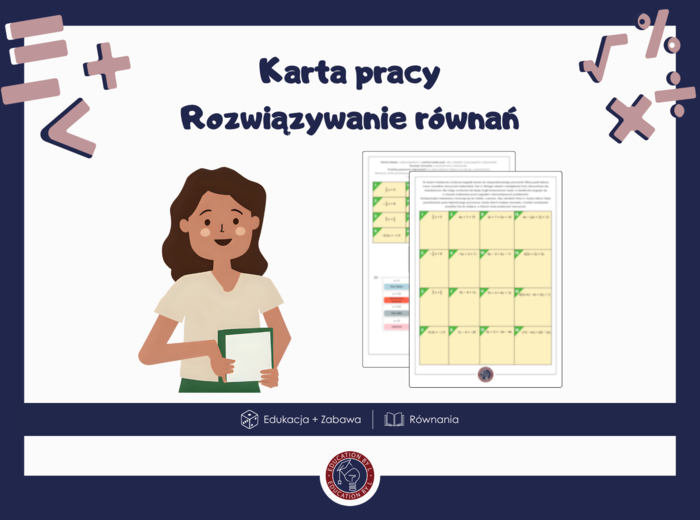 Karta pracy: Równania | Zagadka z nożyczkami i klejem | Gotowy materiał do druku