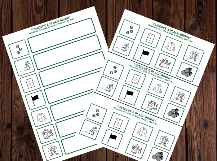 "CHŁOPCY Z PLACU BRONI" – ikonki – wklejki – karta pracy – lektury 4-6