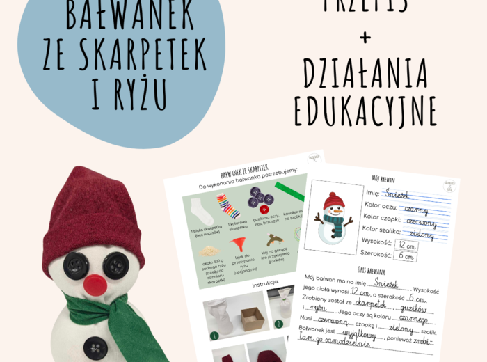 BAŁWANEK ZE SKARPETEK I RYŻU - INSTRUKCJA + DZIAŁANIA EDUKACYJNE
