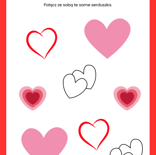 Walentynki karty pracy dla młodszych uczniów