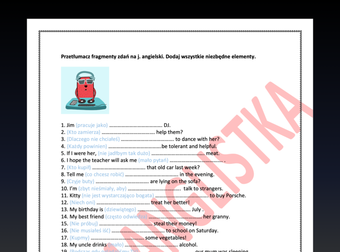 Tłumaczenie fragmentów zdań - AŻ 50 nowych przykładów+ KLUCZ