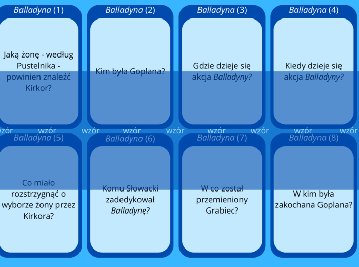 Balladyna - fiszki do lektury