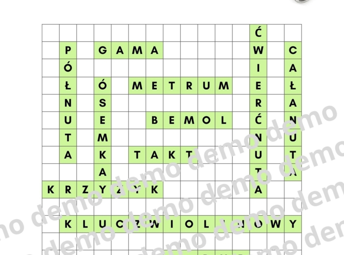 Muzyka, klasa 4-5. Poznajemy zapis nutowy. Karta pracy: wykreślanka.