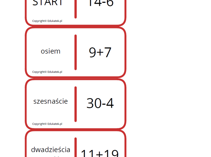 Domino – utrwalanie dodawania i odejmowania