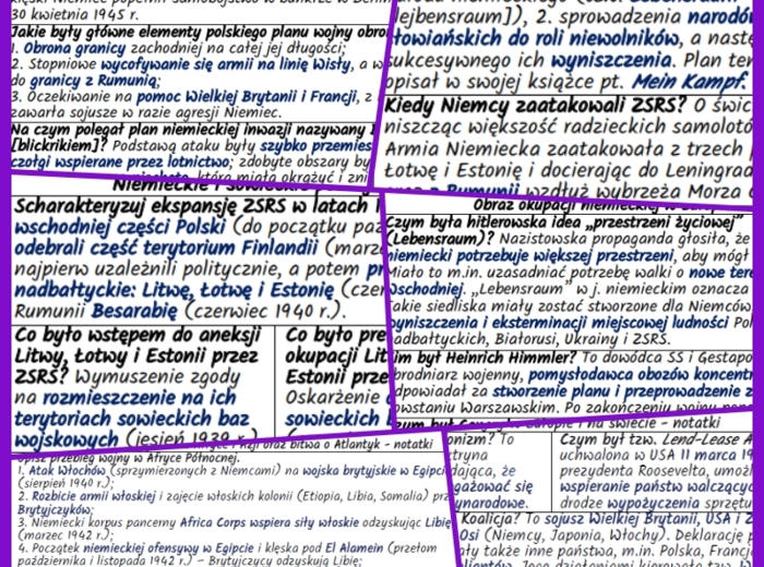 Przebieg II wojny światowej – komplet NOTATEK