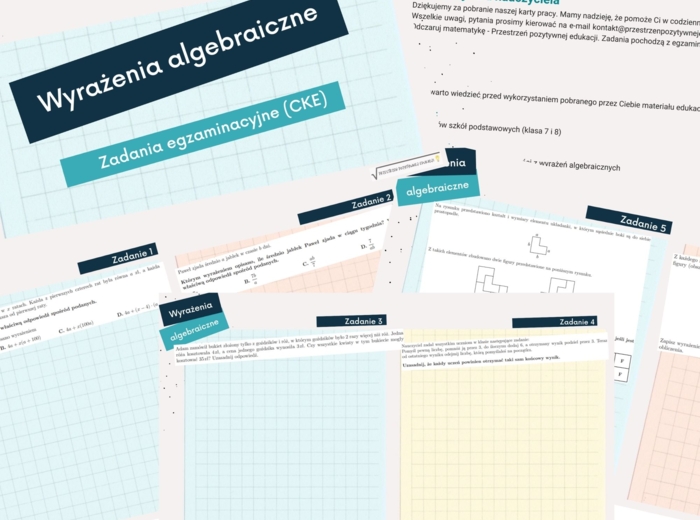 Wyrażenia algebraiczne - zadania egzaminacyjne na lekcję zdalną