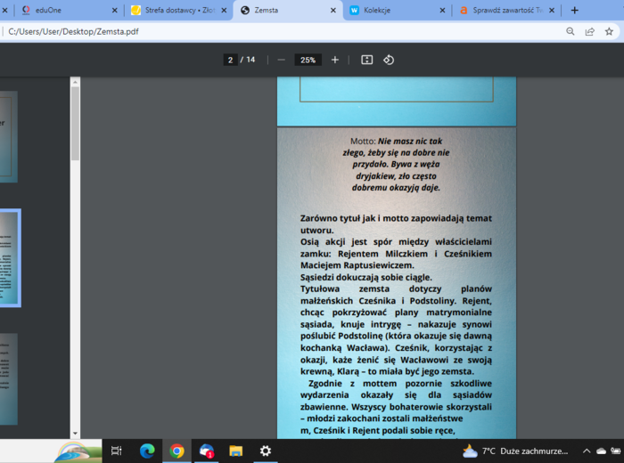 "Zemsta" Aleksander Fredro - lekturownik