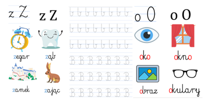 Alfabet - pisanie po śladzie