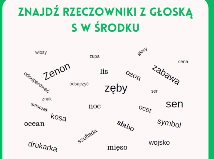 Podchwytliwa wyszukiwanka głoski syczące