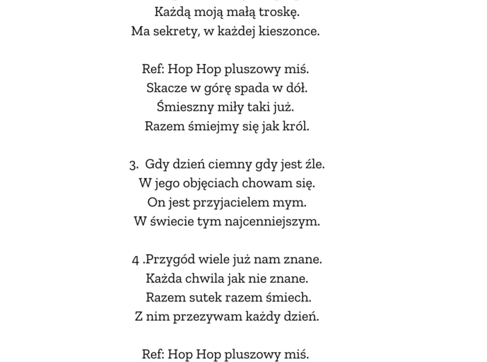 PIOSENKA MÓJ PLUSZOWY PRZYJACIEL