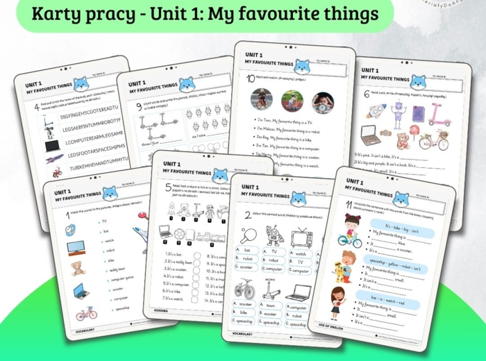 New English Adventure 2 – Unit 1: My favourite things – Karty pracy dla klasy 2