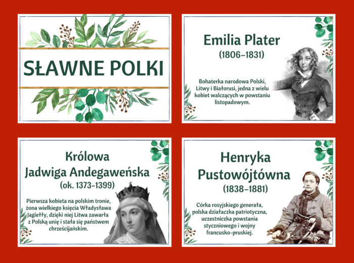 DZIEŃ KOBIET – – gazetka – SŁAWNE POLKI – biblioteka – świetlica – 24 strony – wersja 4