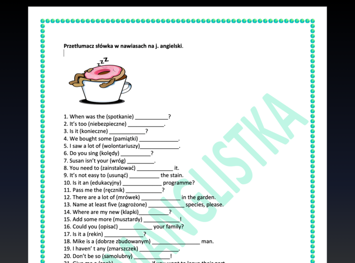 Mega ćwiczenie utrwalające słownictwo z różnych dziedzin- aż 100 zdań z kluczem- egzamin ósmoklasisty/ matura