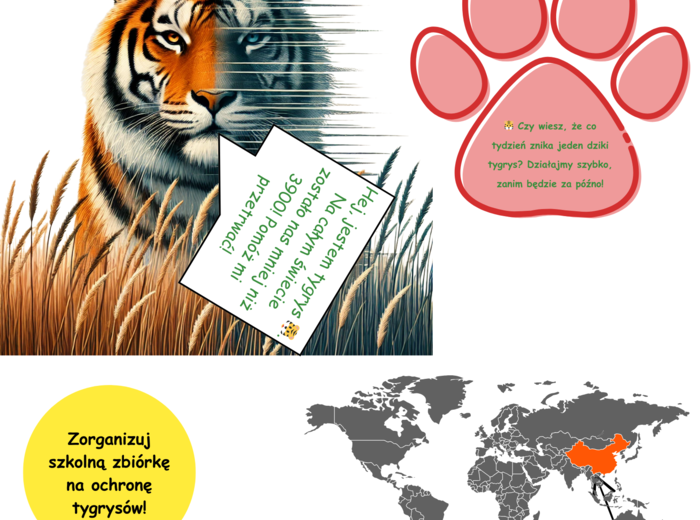 Plakaty o ochronie zagrożonych gatunków zwierząt i roślin.
