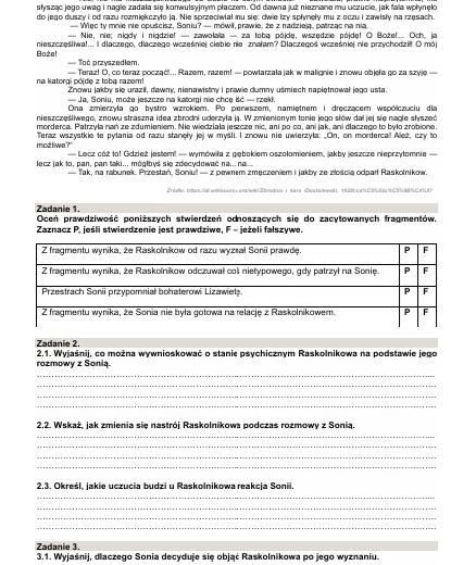 Karty pracy lektury licealne - krytyczne czytanie