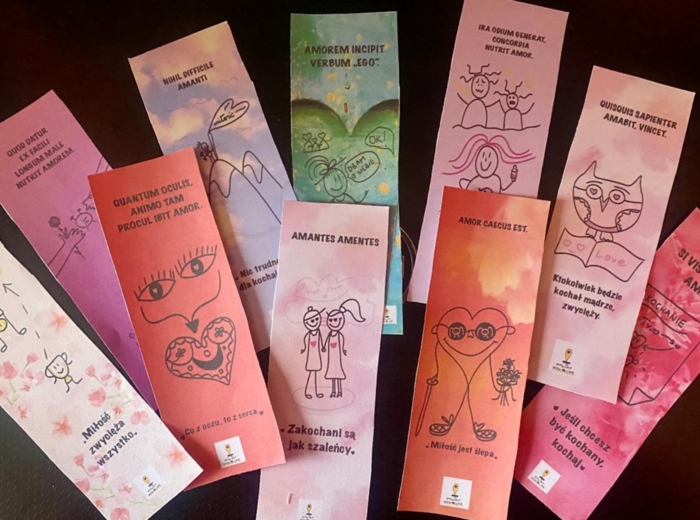 Zakładki/karty - ,,złote myśli" o miłości w języku łacińskim i polskim