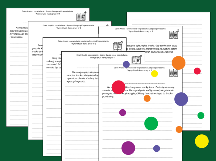 🔴 Karty pracy na DZIEŃ KROPKI na języku polskim 🟢 – opowiadanie twórcze - ćwiczenia redakcyjne