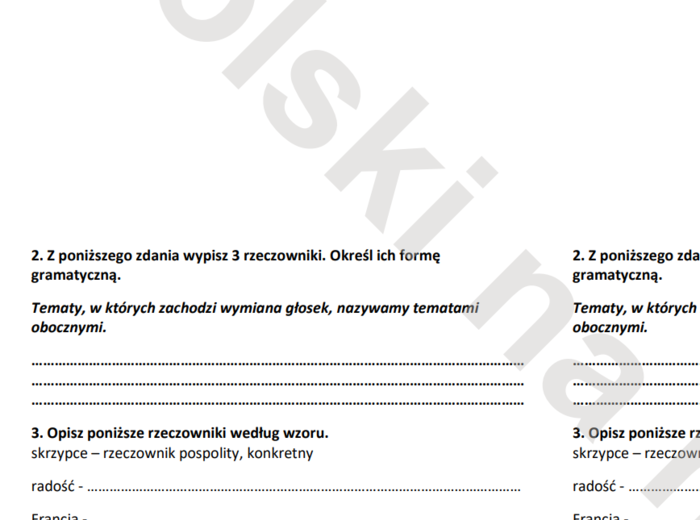 Kartkówka z rzeczownika