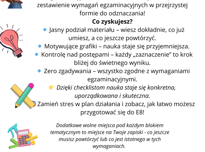 E8 z matematyki - checklista! Twój must-have przed edgzaminem!