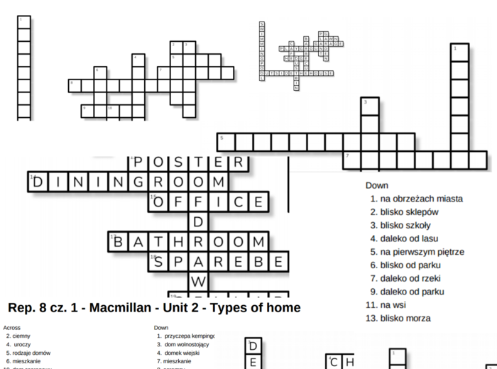 Repetytorium ósmoklasisty cz. 1 – Unit 2 (Macmillan) – krzyżówki