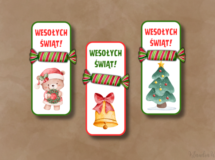 Świąteczne zakładki z miejscem na cukierka
