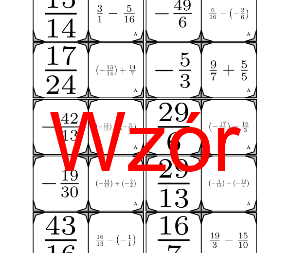 Domino - Dodawanie i odejmowanie dodatnich i ujemnych ułamków | matematyka