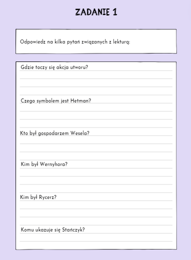 LEKTURA WESELE STANISŁAW WYSPIAŃSKI KARTY PRACY DLA UCZNIÓW SZKOŁY PONADPODSTAWOWEJ