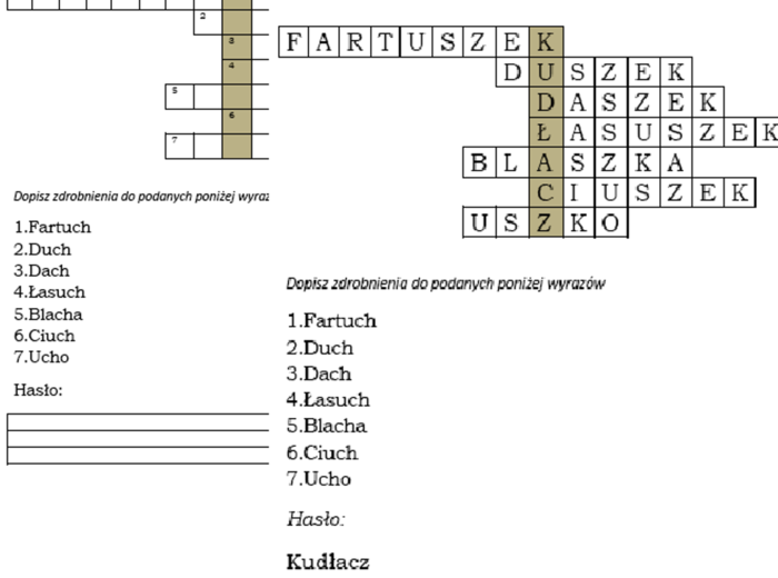 Ortograficzny logogryf dla klasy 2 z ch