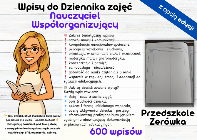 Nauczyciel Współorganizujący Wspomagający - Wpisy do Dziennika