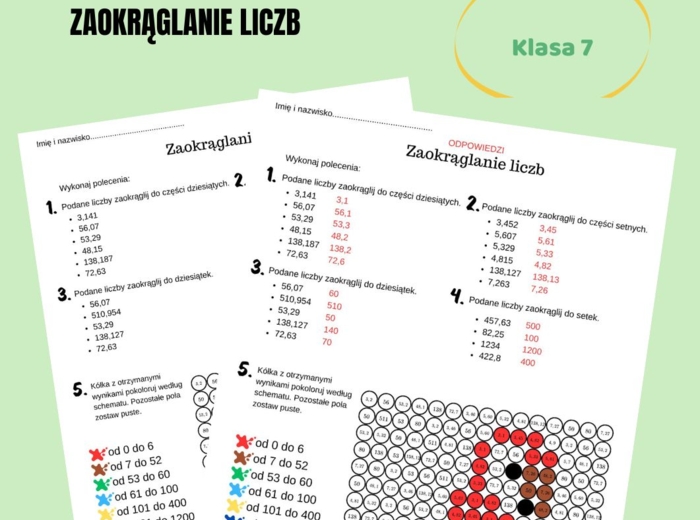 Zaokrąglanie liczb, klasa 7, Dzień Kropki