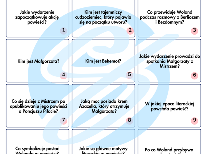 Mistrz i Małgorzata Pytania i Odpowiedzi | Karty do lektury