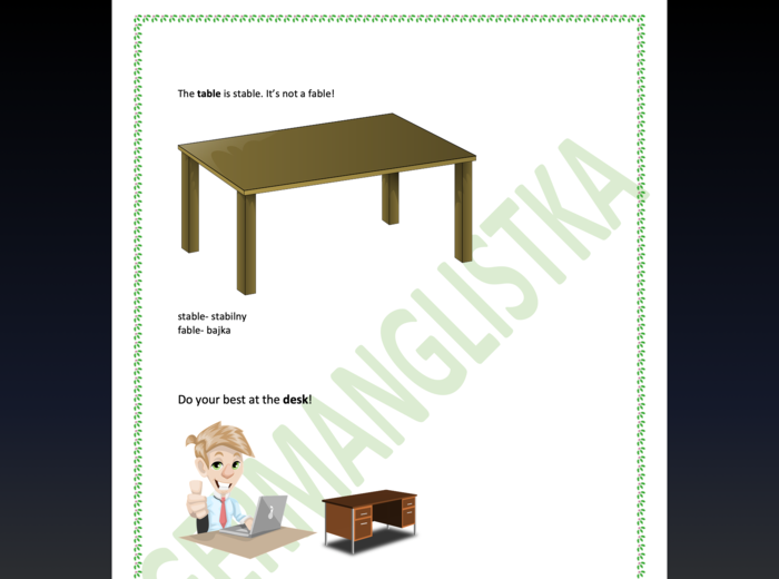 Rymowanki ułatwiające zapamiętywanie nazw podstawowych mebli po angielsku