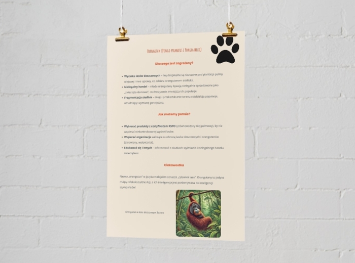 Plakat o zagrożonych gatunkach