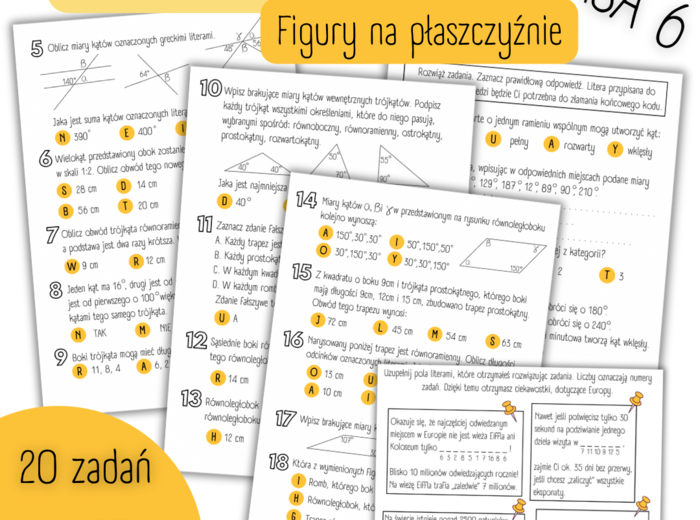 POWTÓRZENIE MATERIAŁU - Figury na płaszczyźnie - KLASA 6
