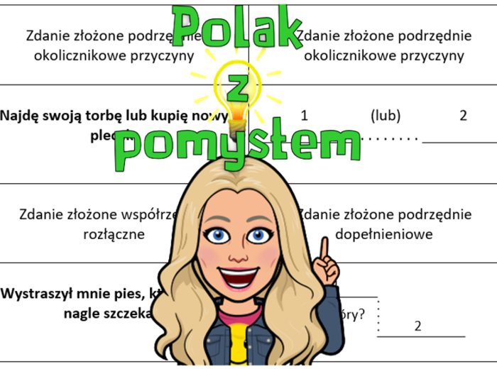 Zdania złożone, wykresy, nazwy - układanka