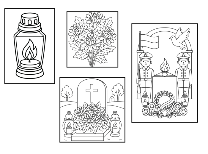 4 kolorowanki na 1 listopada