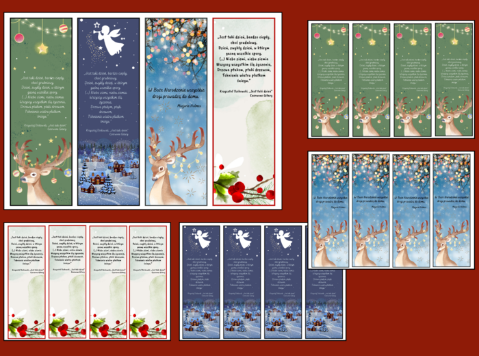 Boże Narodzenie – zakładki do książek – zakładka – biblioteka – świetlica – wersja 1