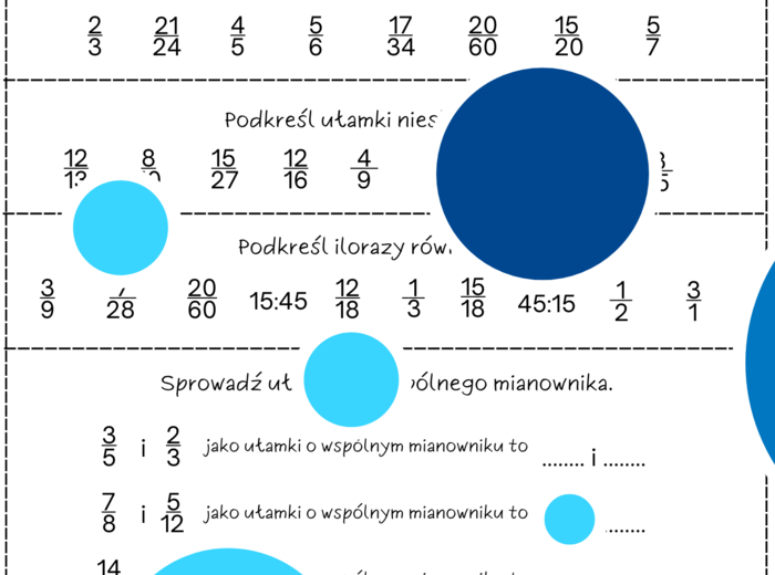 Rozszerzanie i skracanie ułamków. Karta pracy. Klasa 4. Klasa 5.