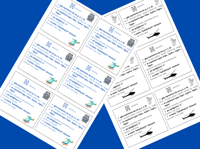 „H” – ZASADY ORTOGRAFICZNE – ortografia – WKLEJKA