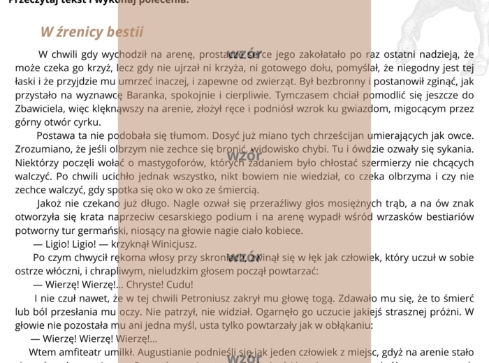 Quo vadis - czytanie ze zrozumieniem