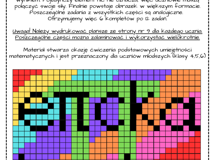 Dzień Liczby Pi - kolorowanka XXL. Klasy 4-6
