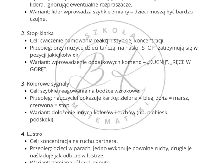 50 aktywnych pomysłów na zajęcia koncentracji