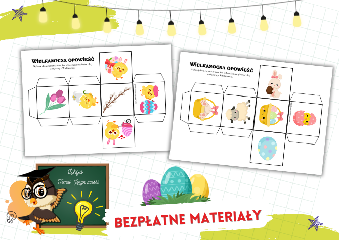 Wielkanocna opowieść. Kostki. Historyjka wielkanocna. Ćwiczenia redakcyjne