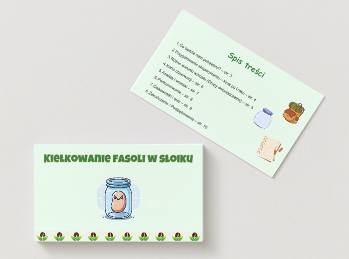 Uprawa roślin w klasie (fasola w słoiku, kiełkowanie nasion), obserwacja różnych warunków (światło, woda)